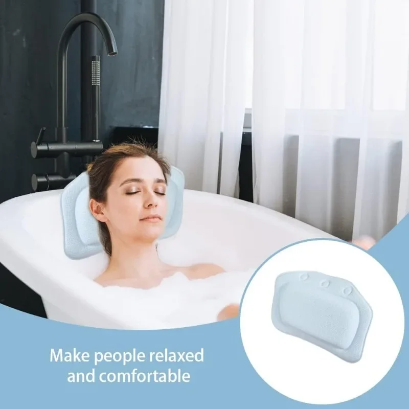 Head and Neck Bath Pillows with Strong Suction Cups Lazy Spa Headrest Waterproof Bathtub Cushion Bring A Relaxing Experience