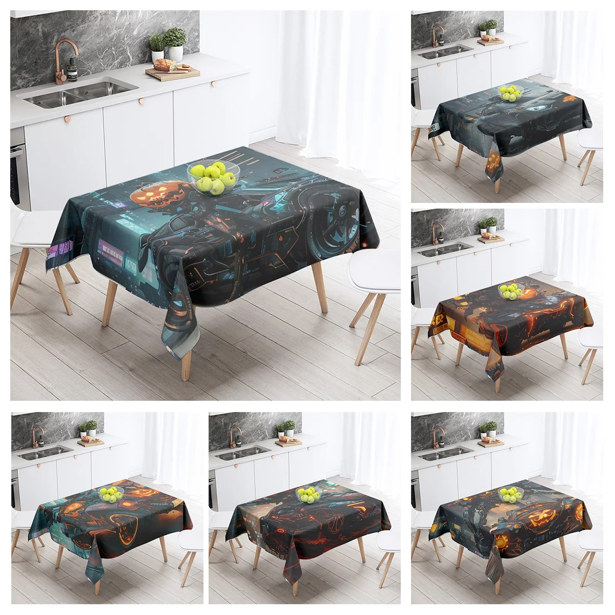 

Home tablecloths dining decoration and rectangular table accessories waterproof cloth Anti-stain Halloween Autumn Pumpkin cute