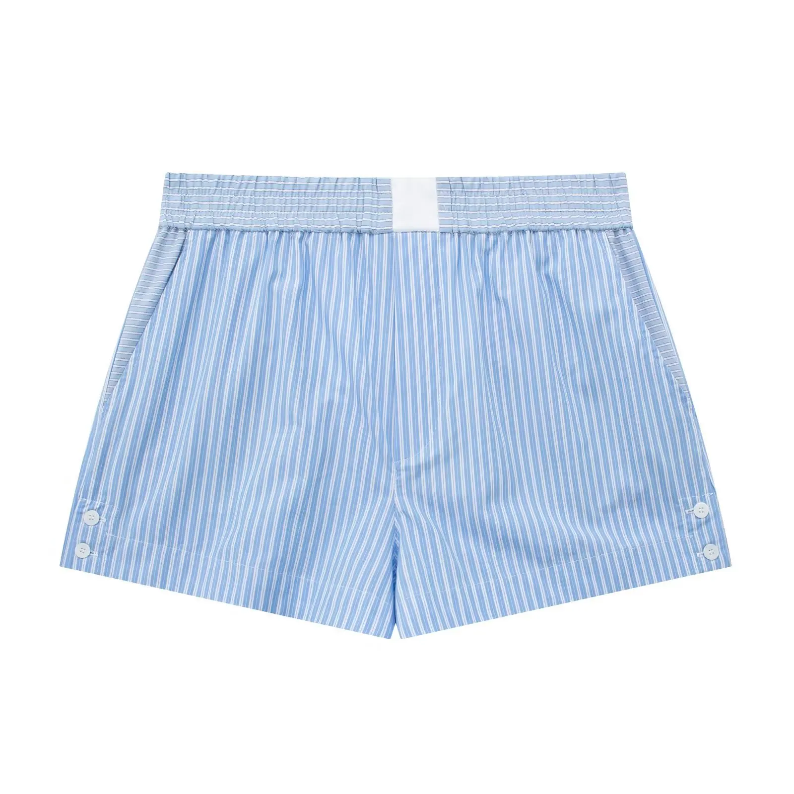 Calça feminina de cintura alta fina curta, shorts femininos de verão, estampa listra, Y2K, 2024