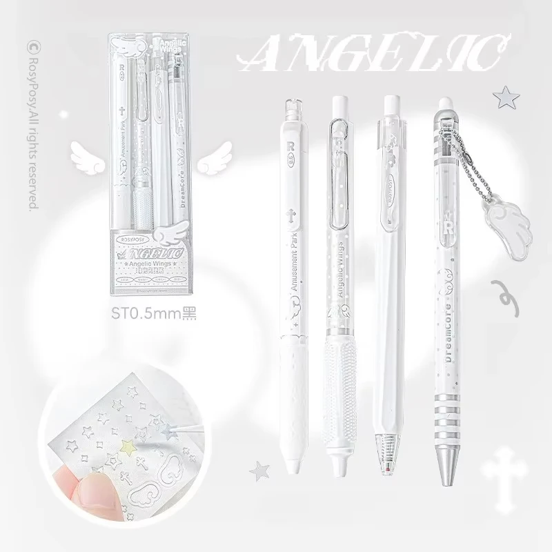 Pearl Angel Wing Gel Pens, 4-Pack (0.5mm Black)