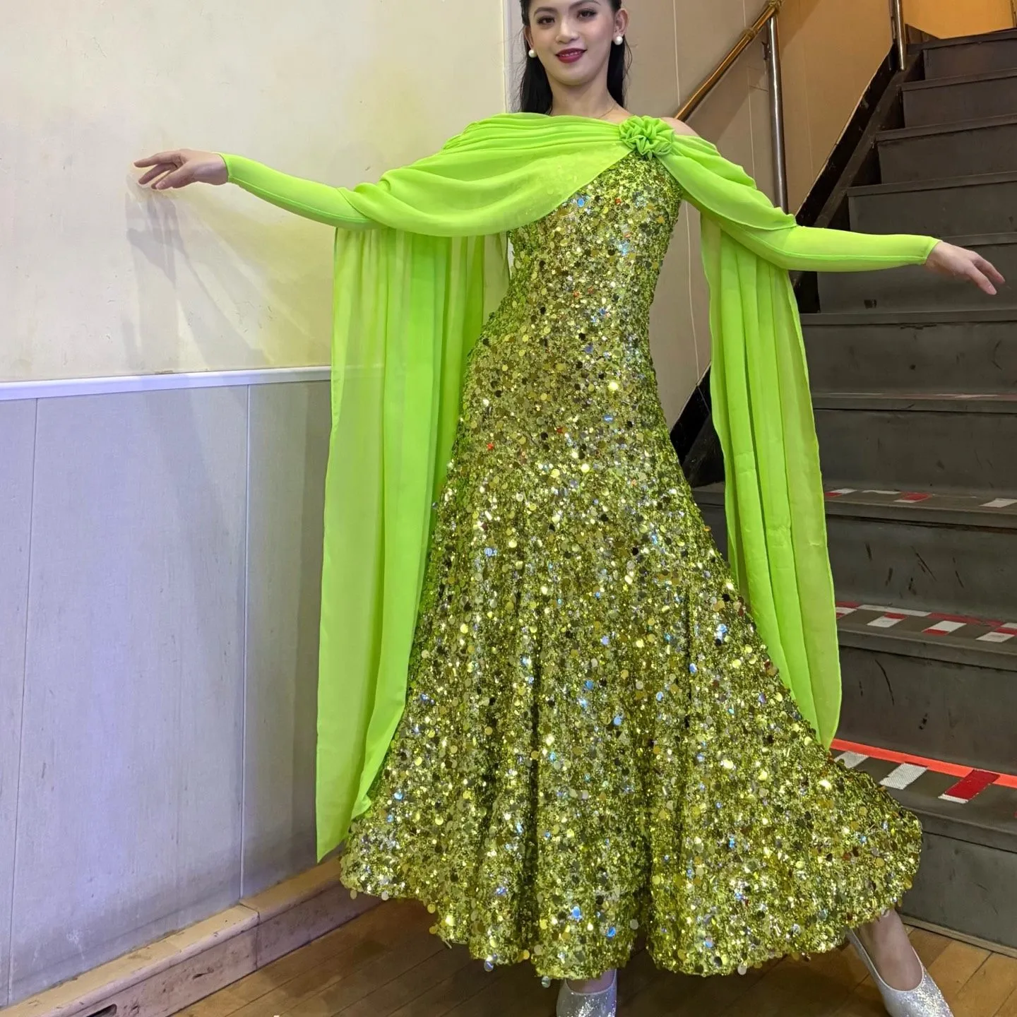 High End Waltz Dance Competition Dress Ballroom Dance Sequin Long Dress Prom Party Tango Dance Costume Performance Wear  BL18467