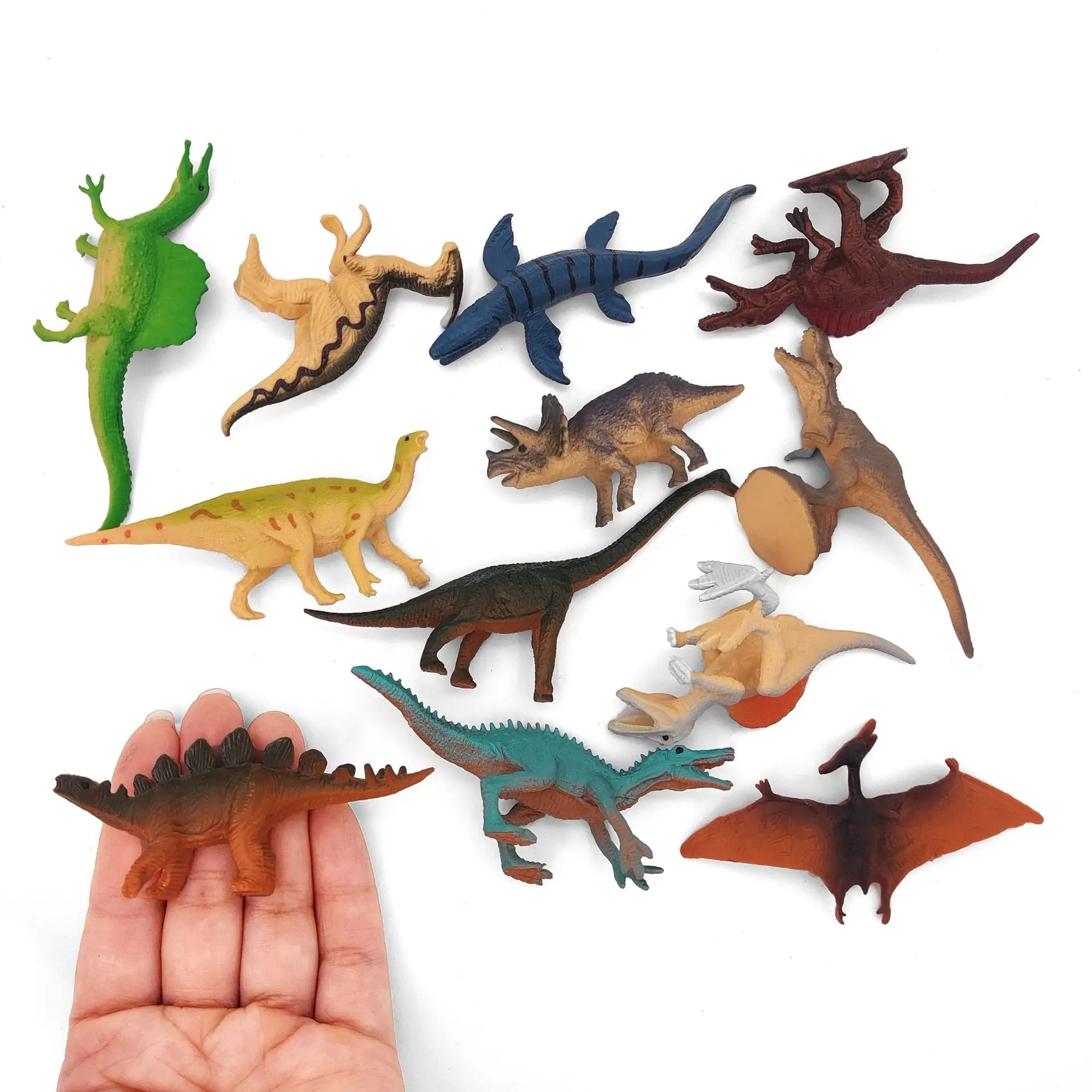 12Pcs simulazione dipinta dinosauro giocattolo modello bambini giocattoli cognitivi creativo Mini Desktop scena dinosauro ornamenti regali per ragazzi