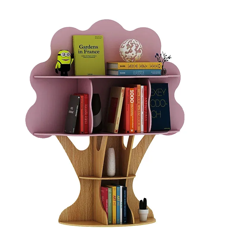 Creative Cartoon Children Bookshelf Standing Tree Shaped Storage Rack Kindergarten Bookcase Decorative Display Cabinet  Shelf