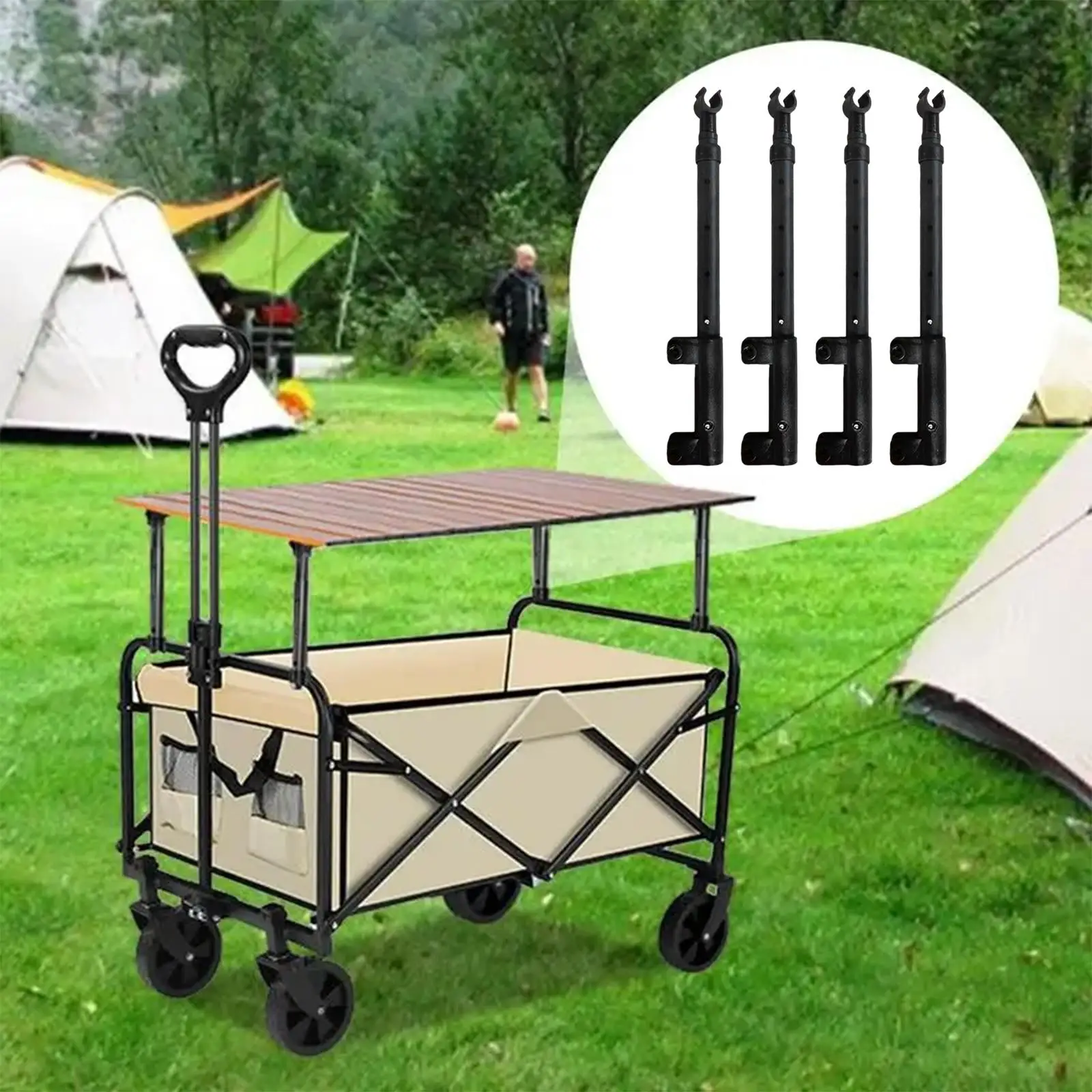 

4x Camping Cart Table Support Rod Lifting Rod, Replacement, Multifunctional Telescopic Desk Leg for Backpacking Fishing