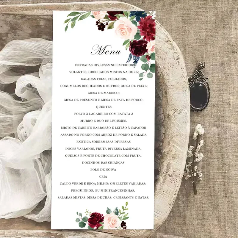 Schubert Rose Wedding menu creative flow card Business banquet program annual meeting program Line drawing rose champagne 50pcs