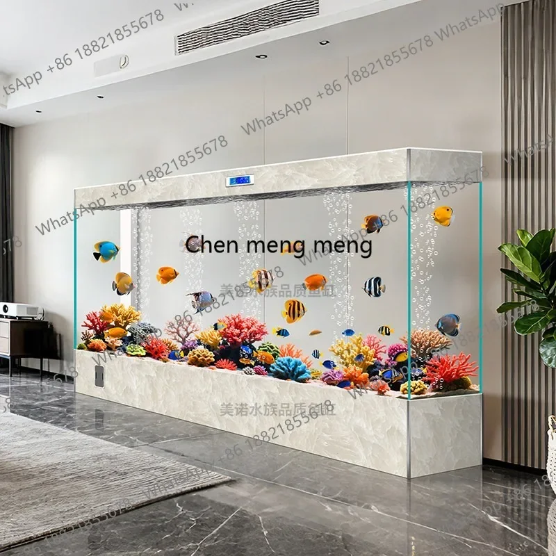 

E182 Automatic water-free fish tank living room, new home screen, ultra-white glass aquarium