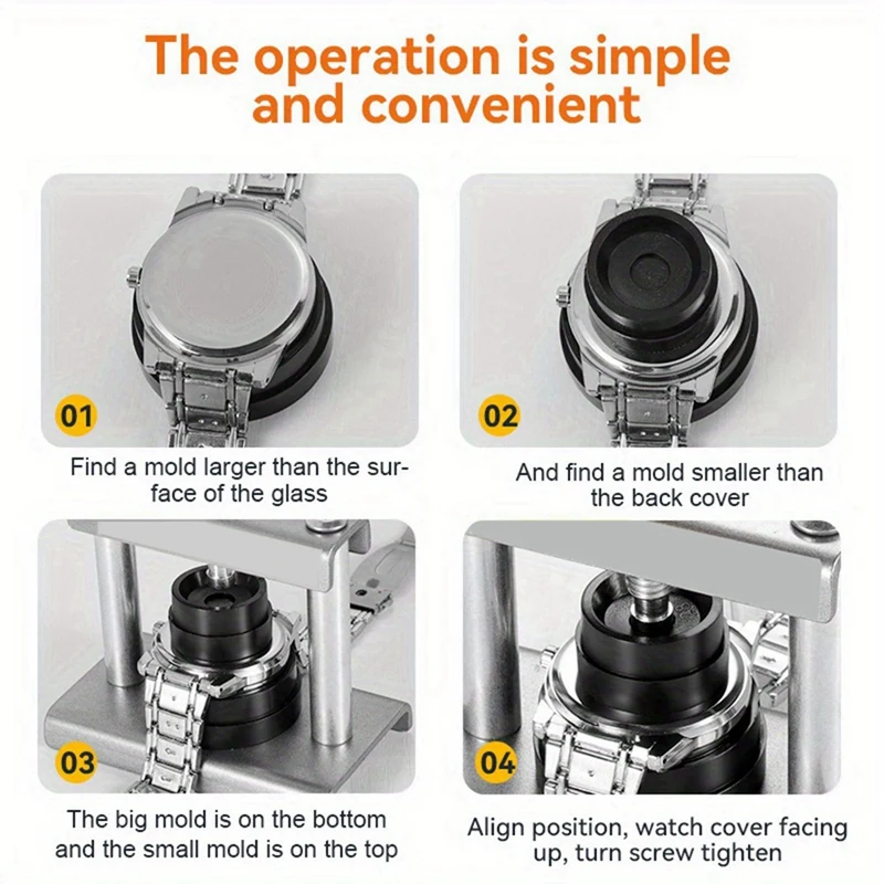 12Pcs Watch Metal Capping Machine Set Back Case Cover Press Screw Close Watchmakers Hand Repair Tools Kit