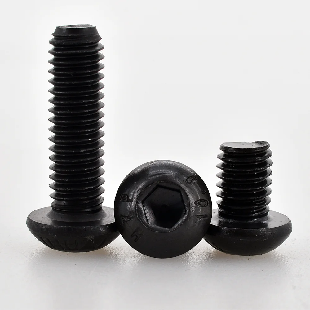 10-200pcs Hexagon Hex Socket Head screw ISO7380 M2 M2.5 M3 M4 M5 M6 M8 Black Grade 10.9 Steel Button Head Allen Bolt Screws
