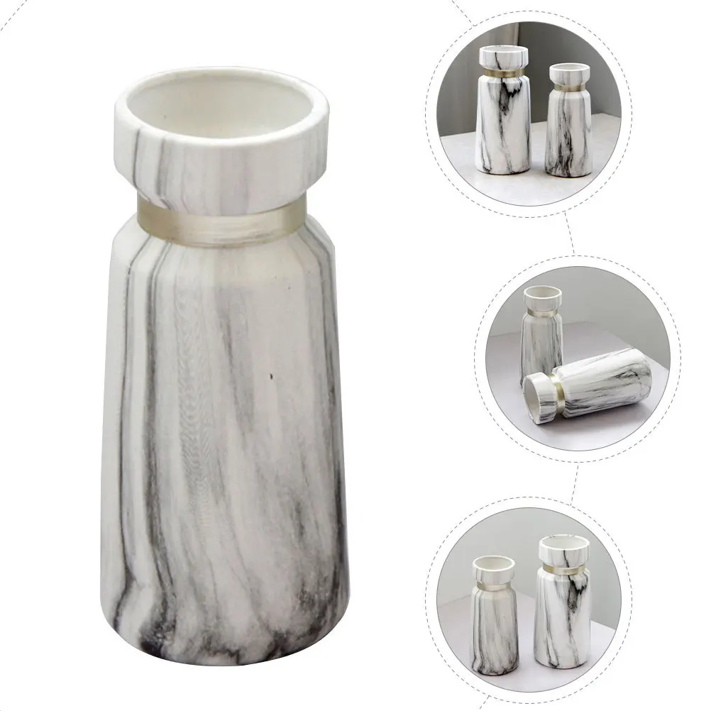 

Ceramic Vase with Marble Pattern Stylish Round Edge Finish Safe Smooth Surface Easy Clean Desktop Flowerpot Minimalist Adornment