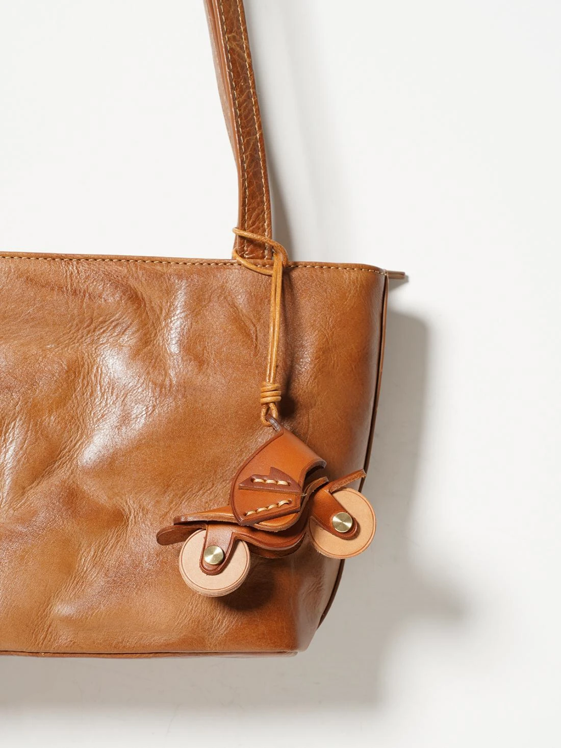 Leather Mini Motorcycle Keychain Bag Pendant For Bags Handmade Cute Vintage Charm Accessories Birthday Gifts