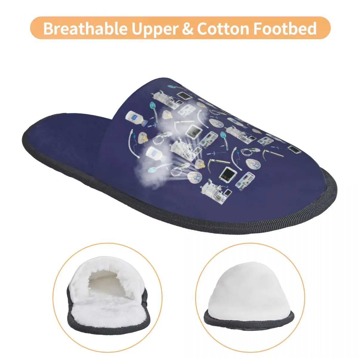 Custom Tools Of The Trade SPACE BLUE Anesthesia Anaesthesia Slippers Memory Foam Warm Soft Women House Slipper Indoor Cozy Shoes
