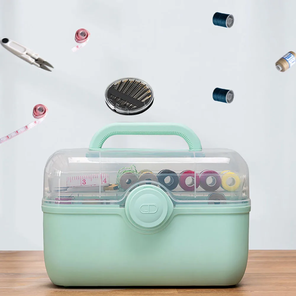 Sewing Kit Box for Adults Beginners Sewing Kits Accessories Home Sewing Box Stitching Repair Kit Compartments Box S