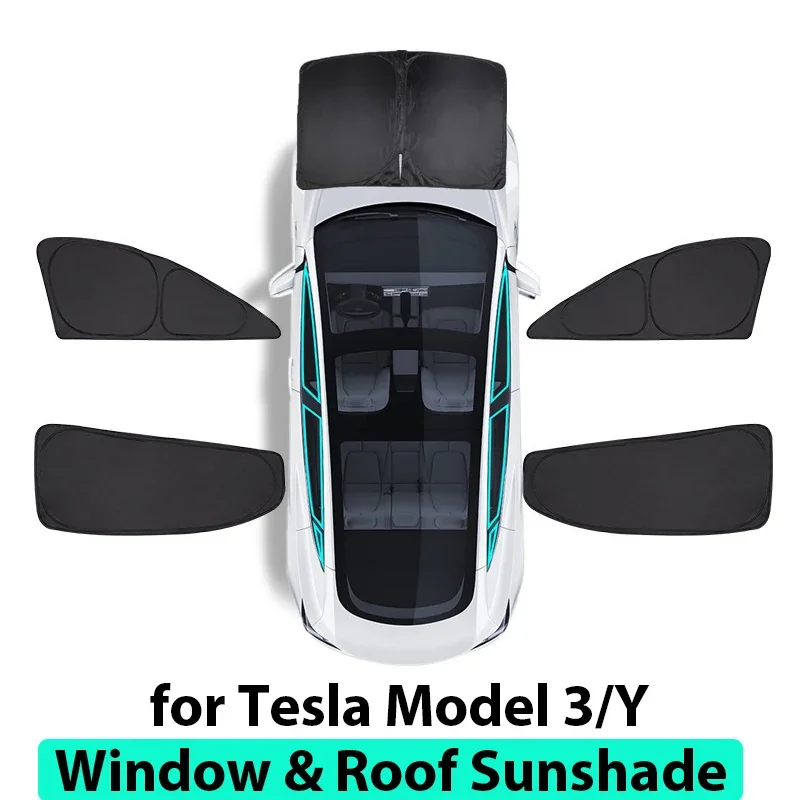 for Tesla Model Y Sun Roof Shade Model 3 Highland 2024 Glass Roof Sunshade Front Rear Window Windshield Privacy Cover Travel