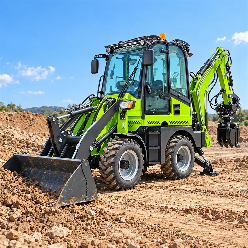 Mini Backhoe Wheel Loader 3500mm Digging Radius for Garden Renovation and Drainage Installation