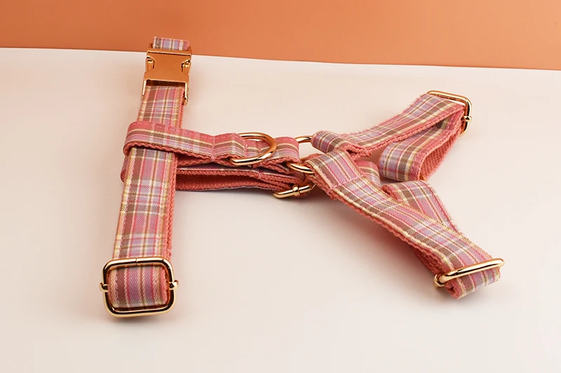Kariertes Hundehalsband und Leinen-Set für Hunde, individuell graviertes Namensschild, Heimtierbedarf, Hundeleine, Gittermuster 14 – Detail 7