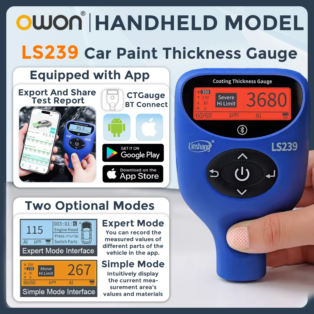 Linshang Automotive Paint Meter Expert Edition with Auto-Substrate ID for Iron Galv Body Filler APP Report 999 Data Record