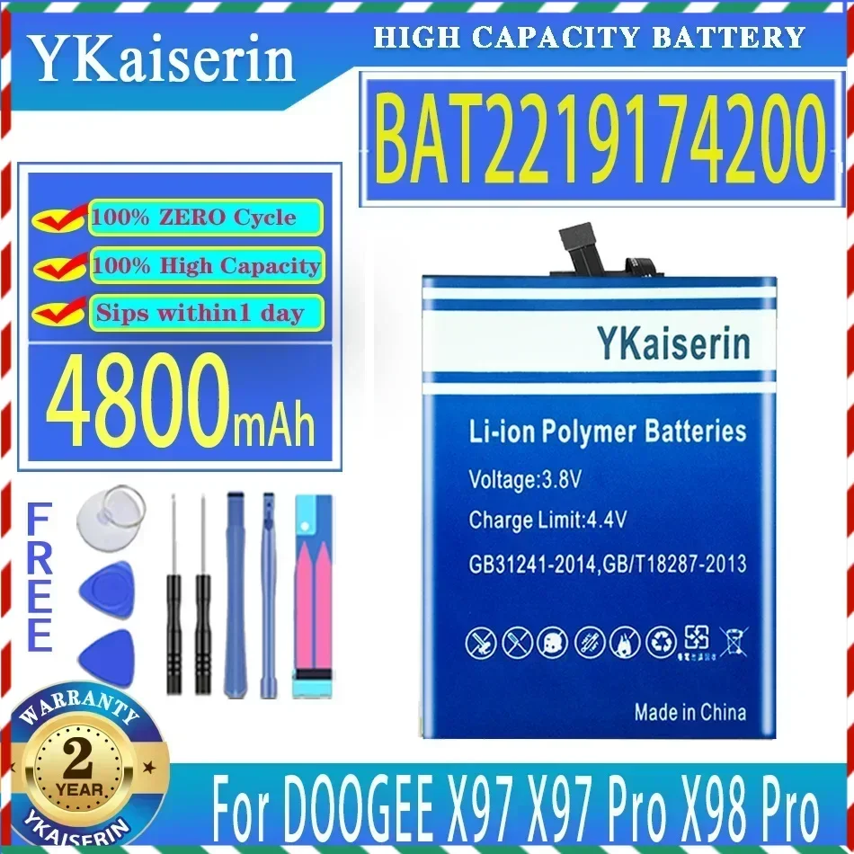 YKaiserin 4800mAh Replacement Battery BAT2219174200 For DOOGEE X97/X98 Pro X97Pro X98Pro Batteries