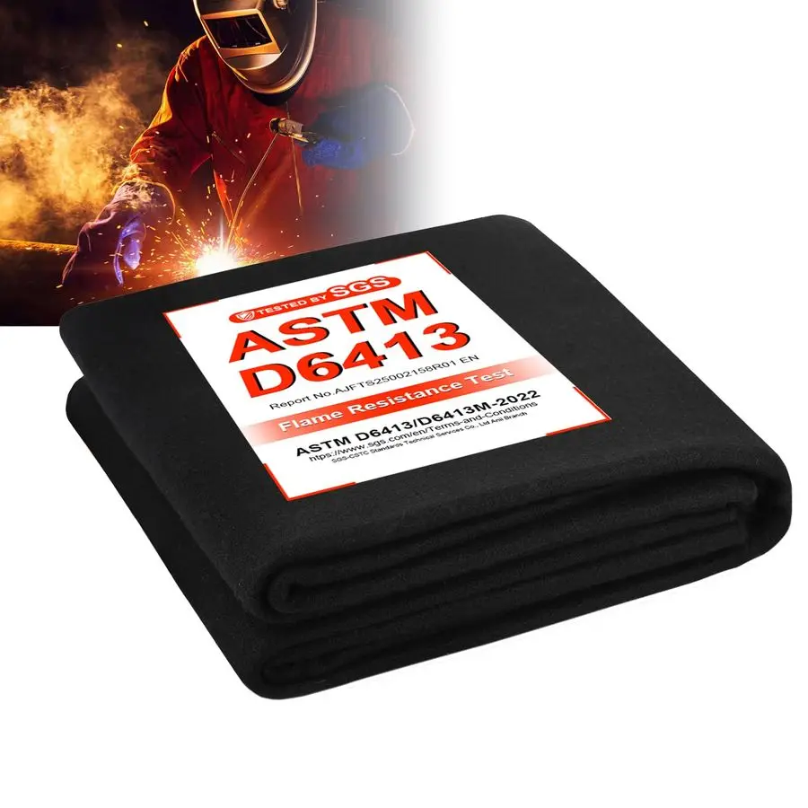 بطانية لحام كبيرة مقاومة للحريق مقاس 72 × 96، بطانية عازلة مقاومة لدرجات الحرارة العالية 1800F، نسيج مقاوم للهب من الكربون C