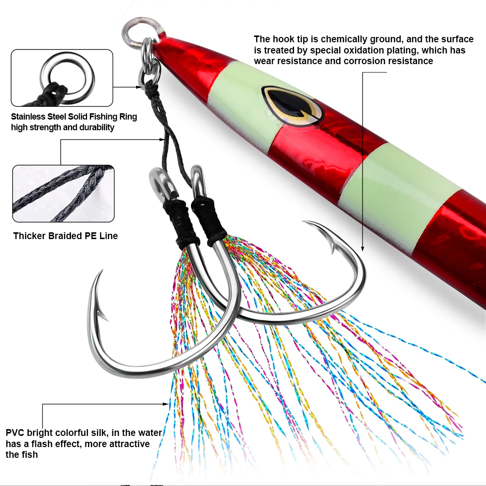 Assist hooks Proberos – Anzuelos dobles acero carbono para jigging vertical - imagen 4