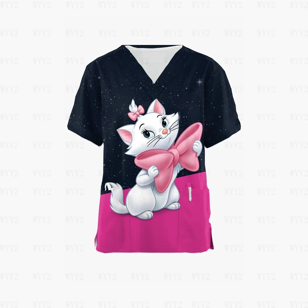 Pet Grooming Agency Scrub Tops High Quality Spa Uniform Women V Neck Disney Marie Coveralls Medical Clothes Scrub Uniform