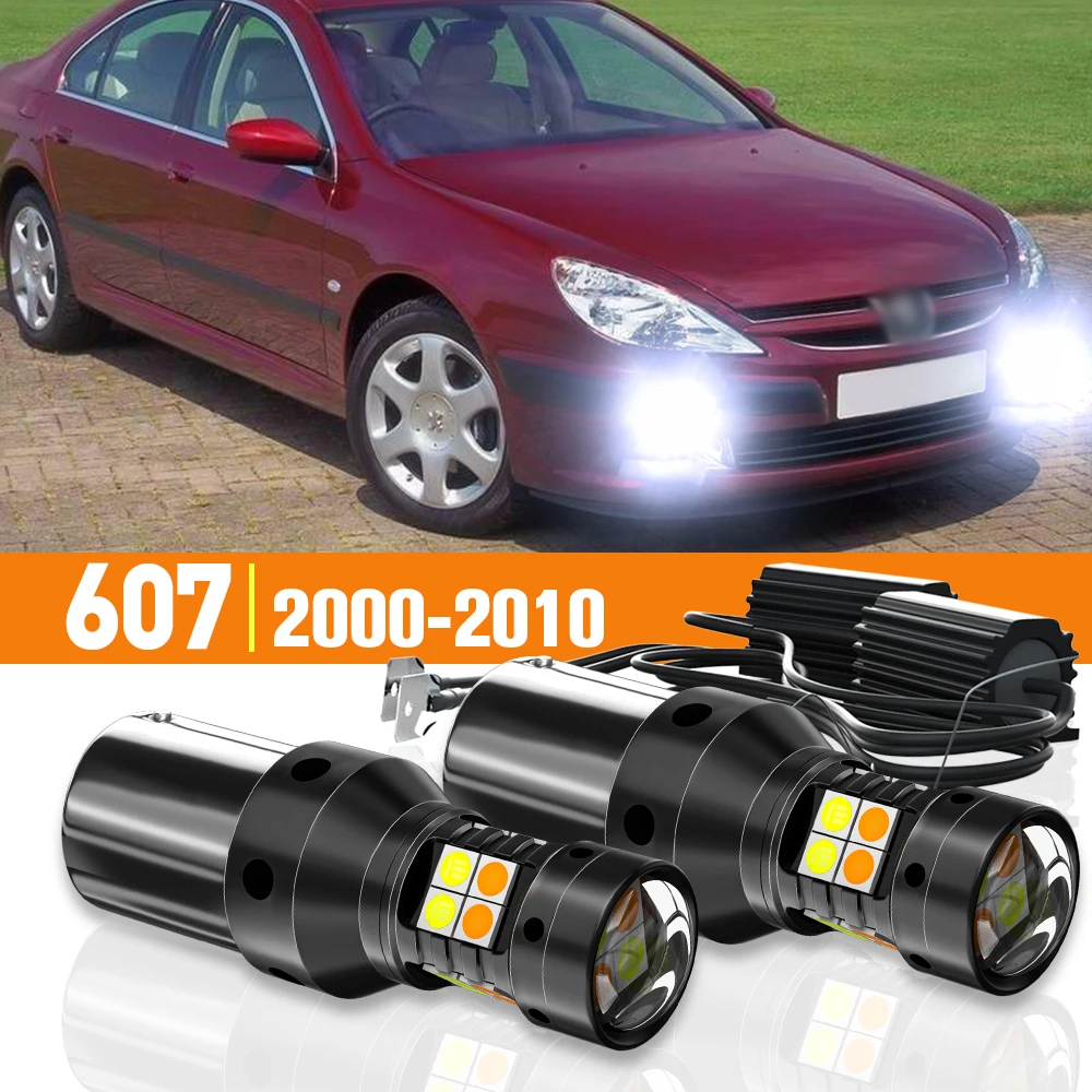 

2x LED Dual Mode Turn Signal+Daytime Running Light DRL For Peugeot 607 2000-2010 2005 2006 2007 2008 2009 Accessories Canbus