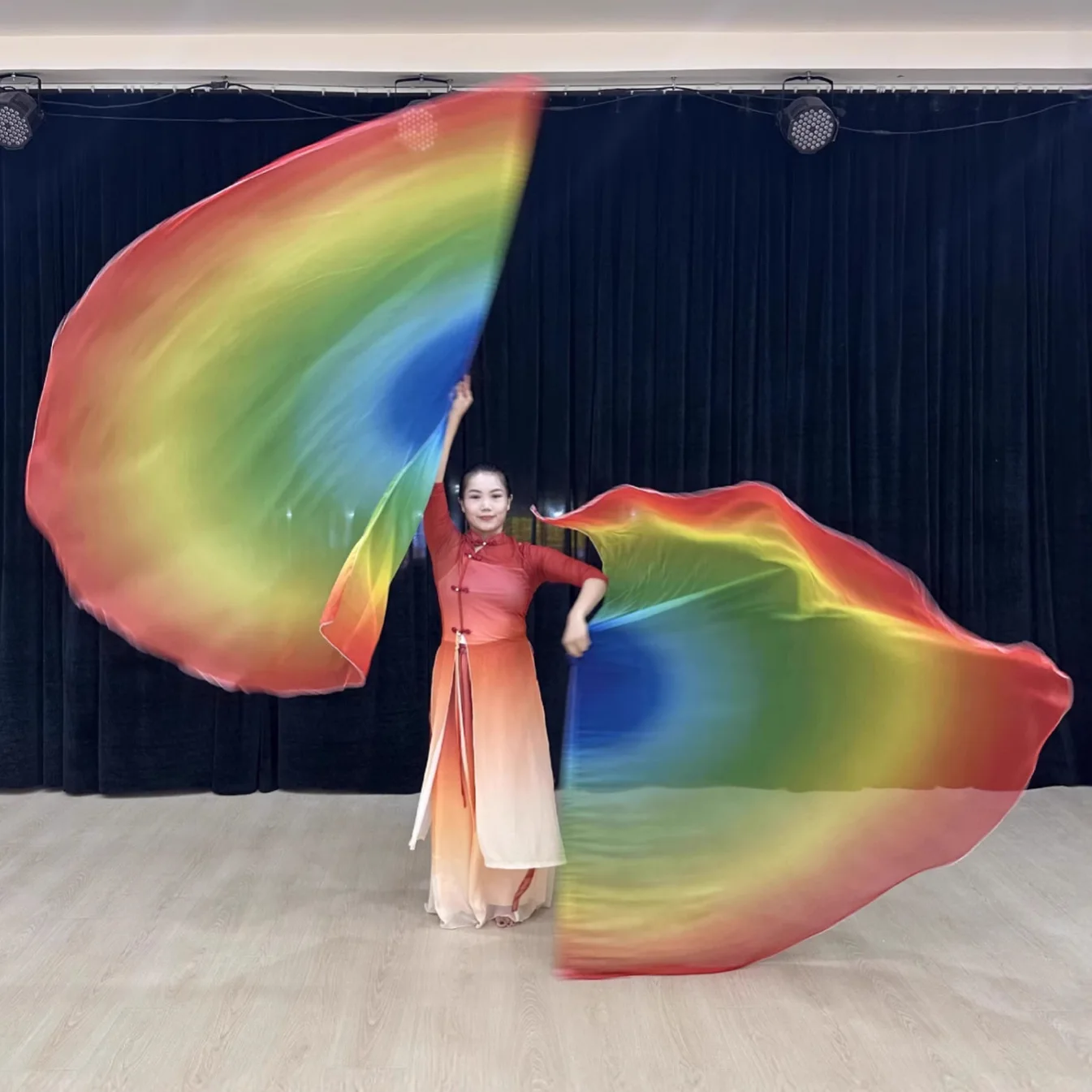 1 Pair Praise Dance Worship Flex Flags Dance Ministry Streamer Flags Tie Dye Chiffon Belly Dance Performance Accessories