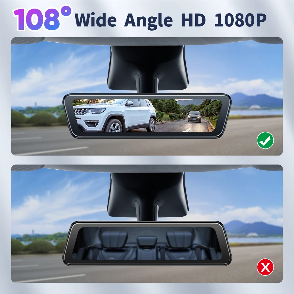 Espejo retrovisor para coche con pantalla IPS de 8,2 ", full hd, 1080p, con lente dual, espejo retrovisor multimedia de transmisión para tesla modelo 3/y/highland