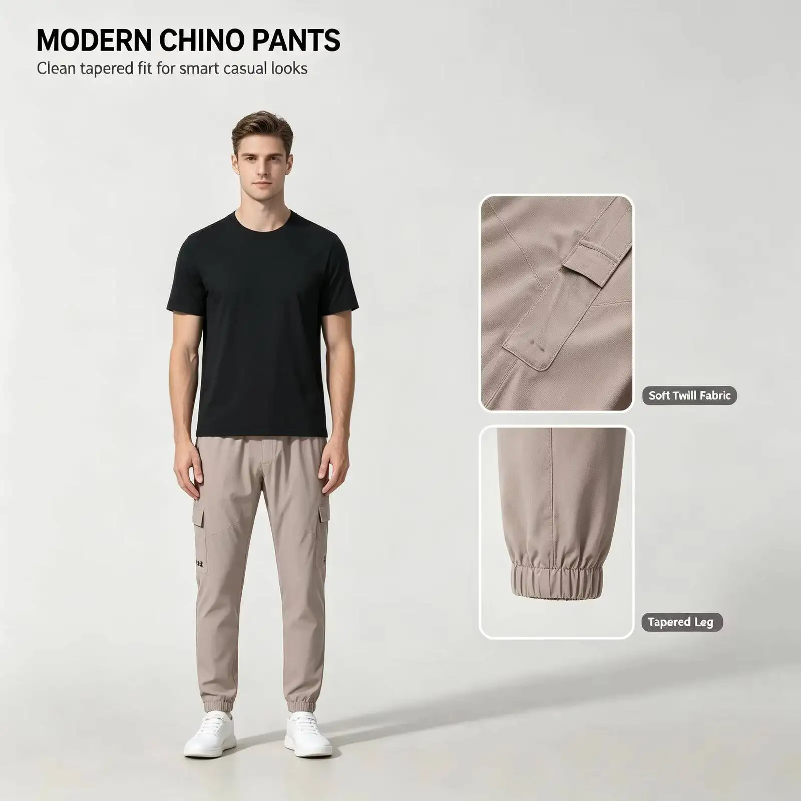 New Under Armour Men's Khaki Chino Pants, Slim Tapered Fit Twill Trousers, Casual Smart Pants for Office Travel Daily Streetwear