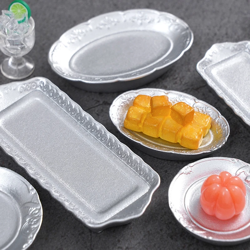 Assiette elliptique Miniature à Dessert pour maison de poupée, Mini Simulation de plat de cuisine, jouets, accessoires de décoration pour maison de poupée, 10 pièces