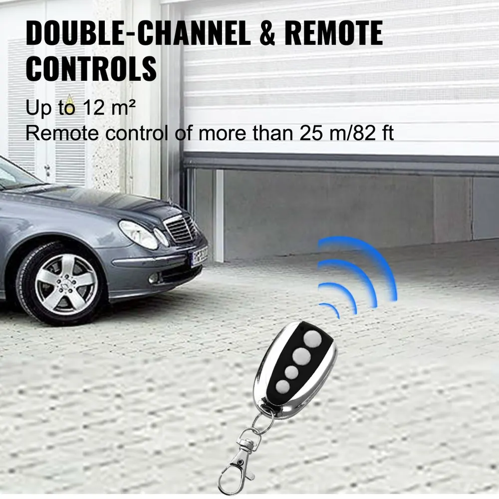 Pembuka Pintu Garasi VEVOR, Pembuka Pintu Garasi Otomatis Listrik AC220V, Dengan Remote Control, Daya Tarik 15M²