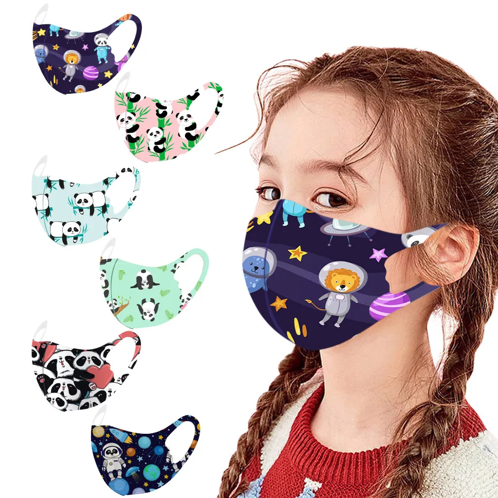 1pc Children'S Washable And Reusable Mask Cartoon Pattern Printing Windproof Child-Friendly Mask Breathable Comfort Masks