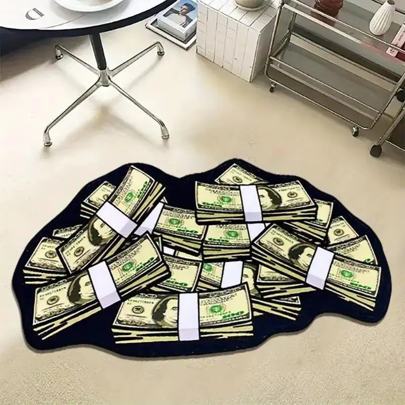 VIKAMA Creative Dollar Plush Rug Irregular Anti Slip Soft Floor Cushion Bedroom Living Room Washable Indoor Trend Home Decor Mat