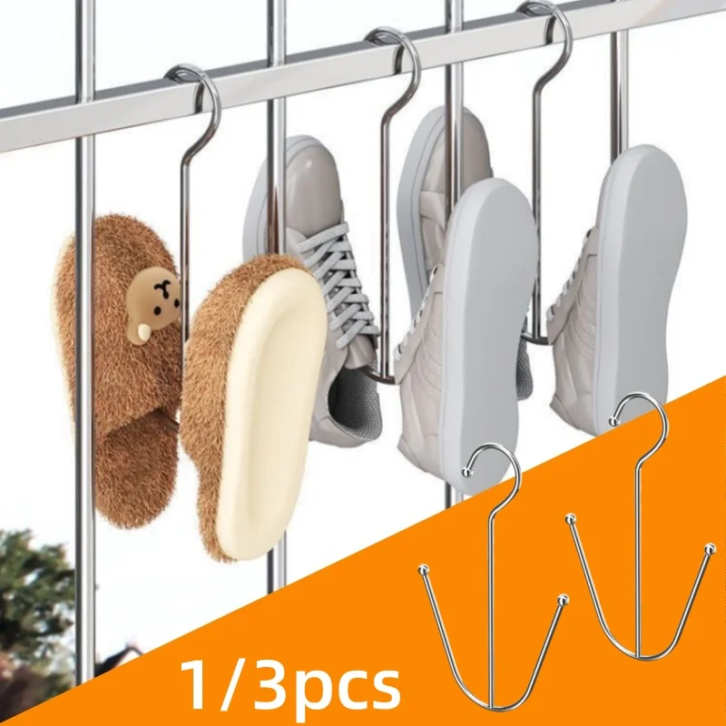 1/3 Stück Haushalts-Schuhregal mit Doppelhaken, hängender Typ, platzsparend, Heim-Hardware-Zubehör zum Trocknen von Schuhen auf dem Balkon