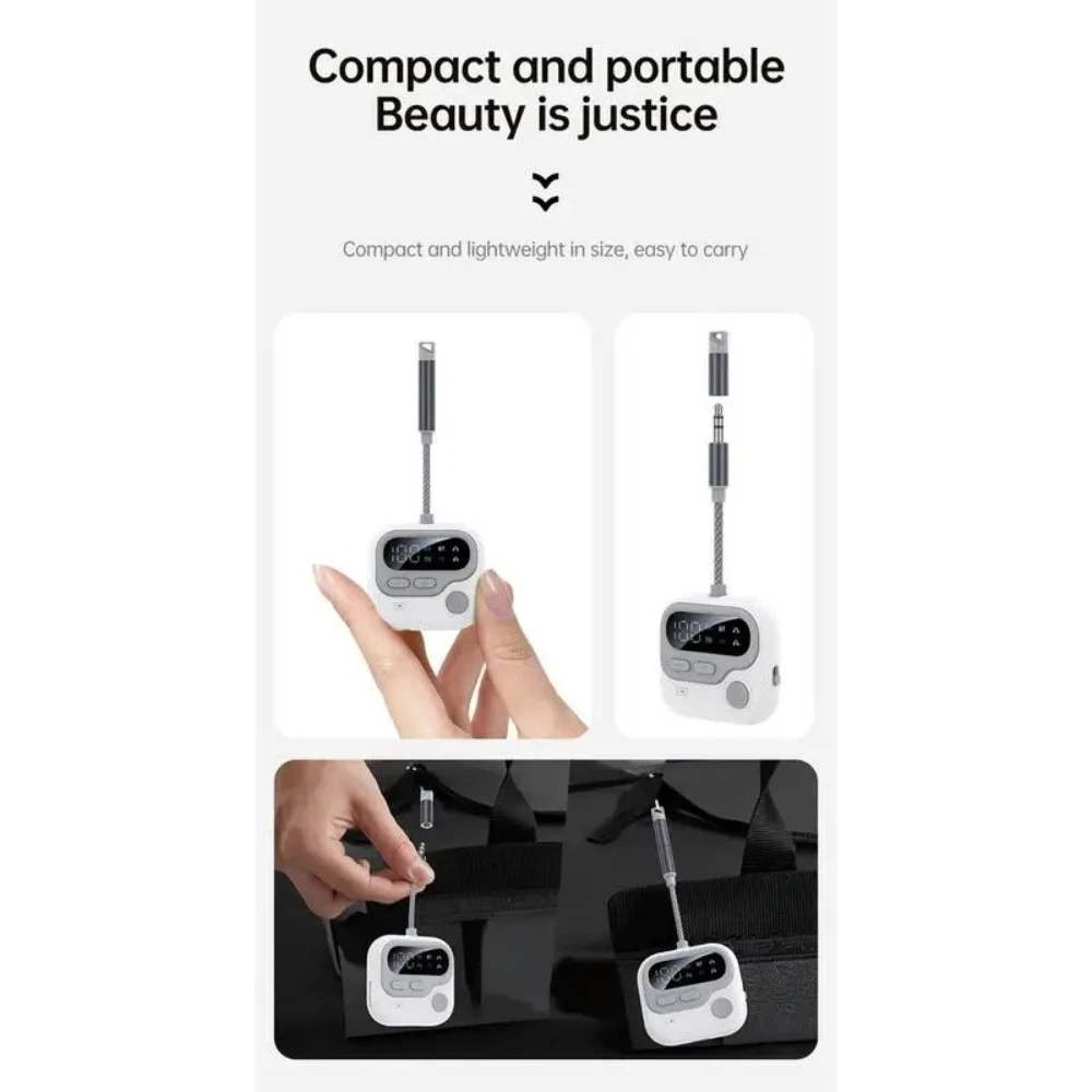 BT 5.4 Adapter Digital Display, Wireless Audio Transmitter and Receiver, 2-in-1 Car AUX For Airplane TV Headphones Audio System