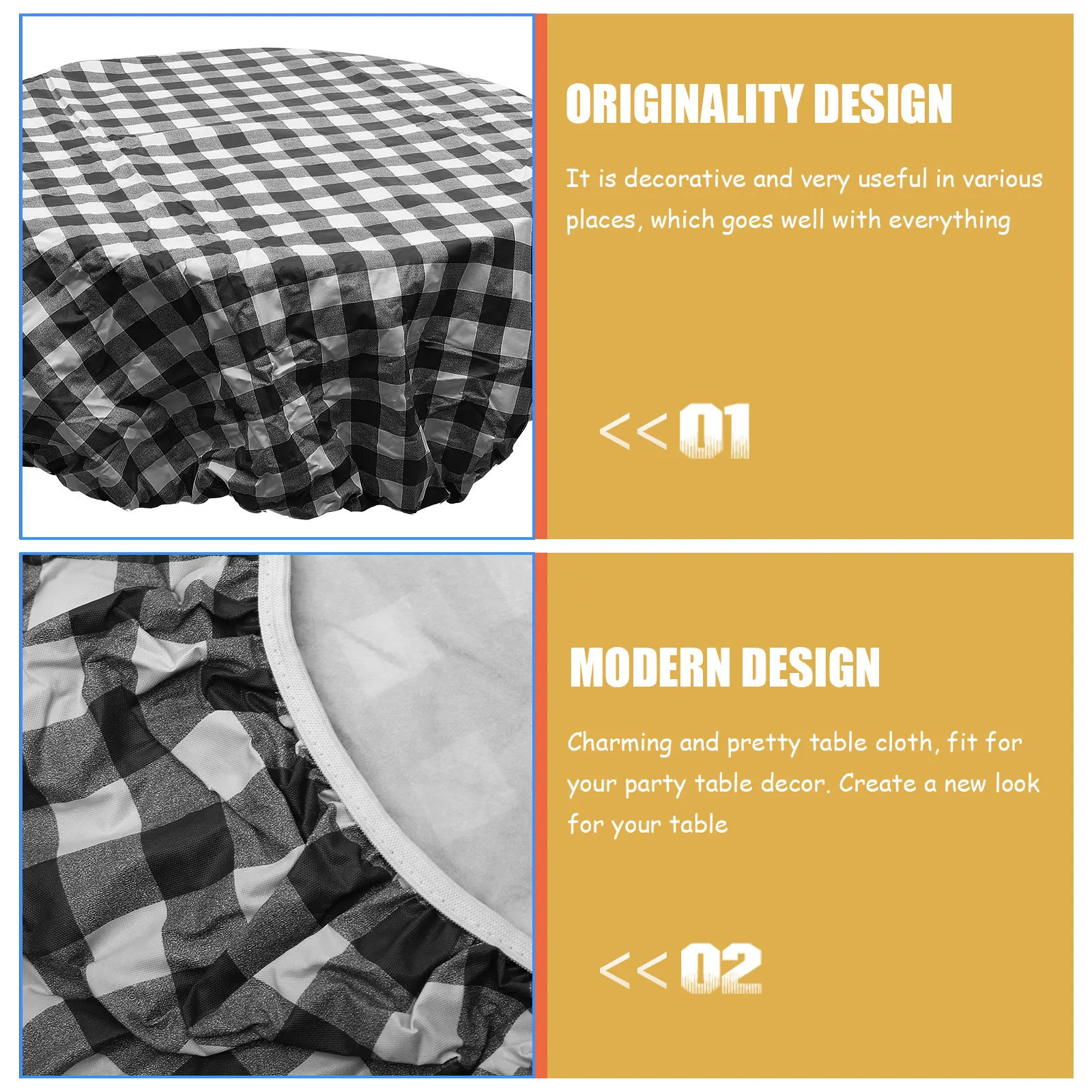 

Waterproof Pvc Tablecloth Round Elastic Edge Washable For Dining Table Cover Home Kitchen Banquet Wedding Party Decoration