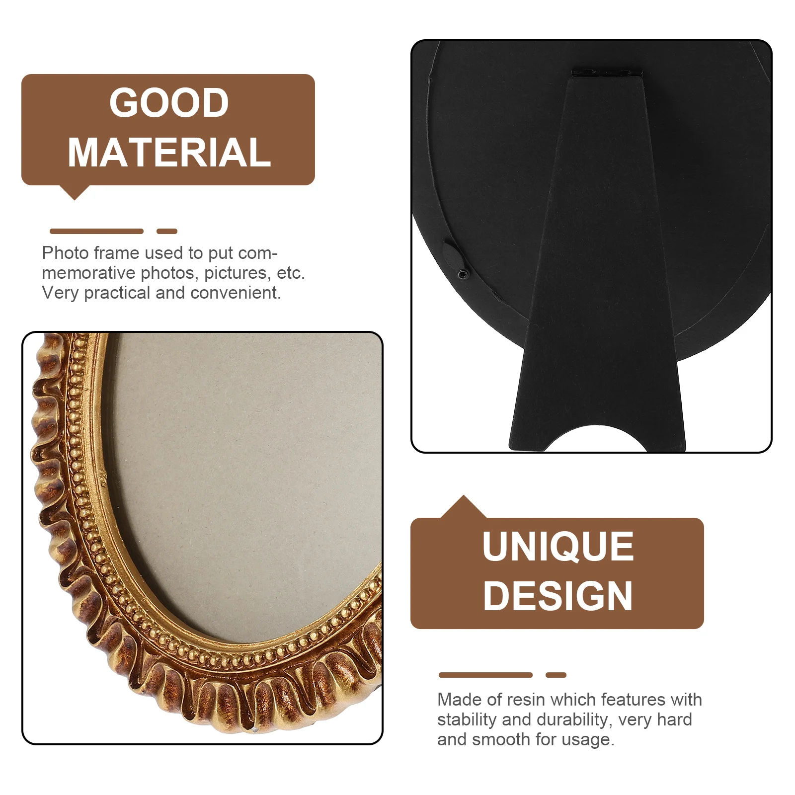 

Oval Resin Photo Frame Embossed Wall Decor Exquisite Guesthouse Display Picture Frames Vintage Photo Frame