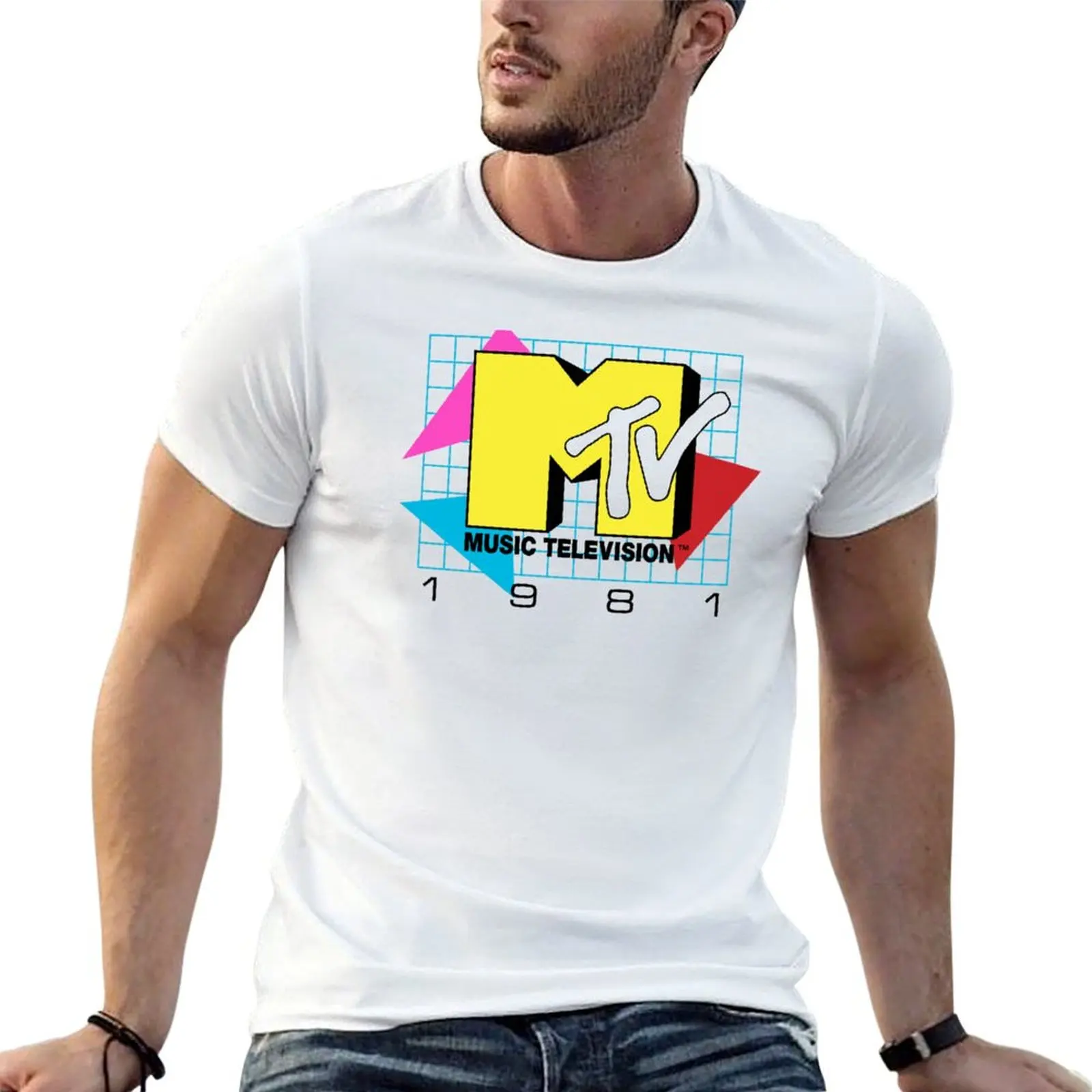 

MTV Music Television 1981 Logo T-Shirt men t shirt cotton 100% mens graphic t shirts man t shirts cotton T-shirt