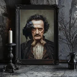 Edgar Allan Poe Poster Gothic Styles Victorian Raven Dark Academy Canvas Painting Retro Library Wall Art Living Room Home Decor