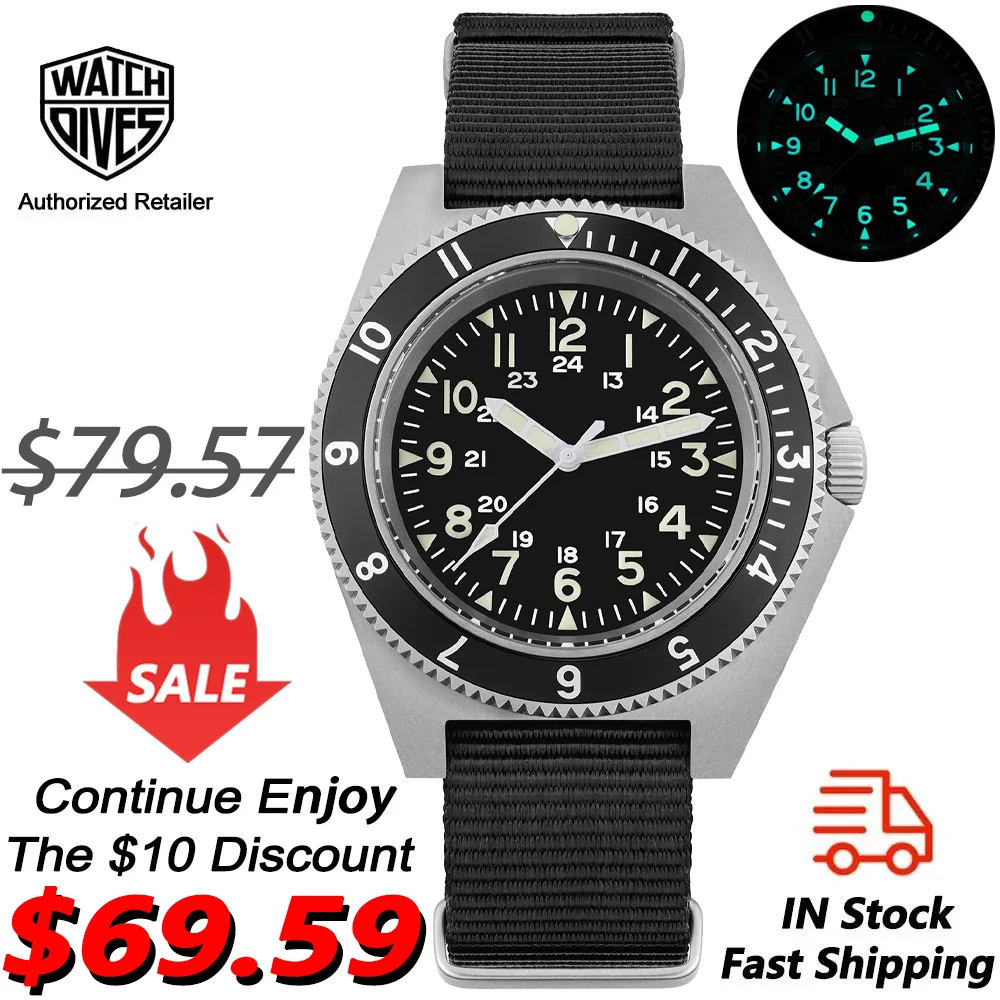 Watchdives WD1972 Quartz Watch VH31 Sweep Seconds Movement Sapphire Crystal BGW9 Luminous 20Bar Waterproof Wristwatch