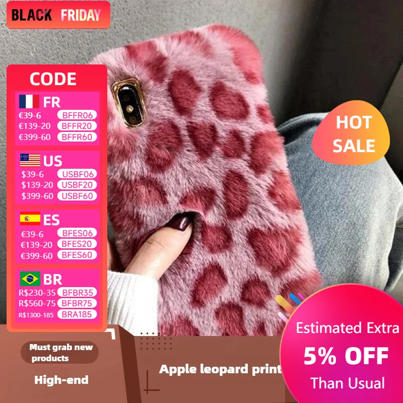 for iphone 13 Promax autumn and winter plush mobile phone case soft iphone 16 sex leopard print 14 soft silicone moisture 12mini