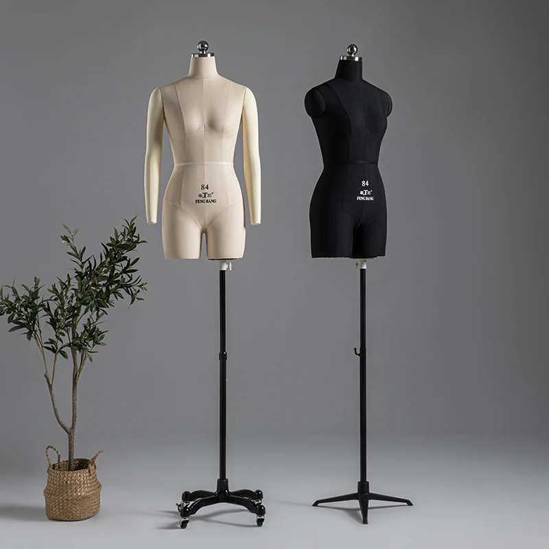 Sewing Female Tailor Model Mannequin Body For Clothes Design, Bust Dress Form Stand Metal Base Can Pin