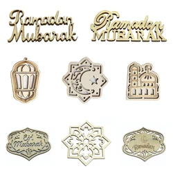 10/15pcs Wooden Ornaments Eid Mubarak Wood Decorative Moon Star Cutout Slices DIY Handicraft Ramadan Ornaments Party Decoration