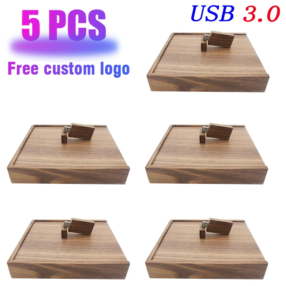 

Деревянный флэш-накопитель USB 3.0 с 5 шт. в партии, свадебный подарок, флэш-накопитель с бесплатным индивидуальным логотипом, USB-накопитель U-диск 128 ГБ