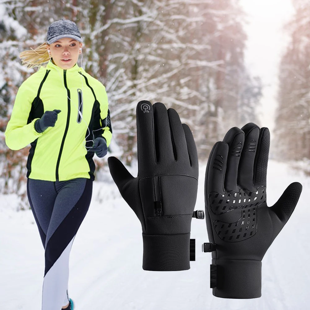 Men's Touch Screen Ski Gloves With Pocket Breathable Waterproof Soft Gloves For Hiking Fishing