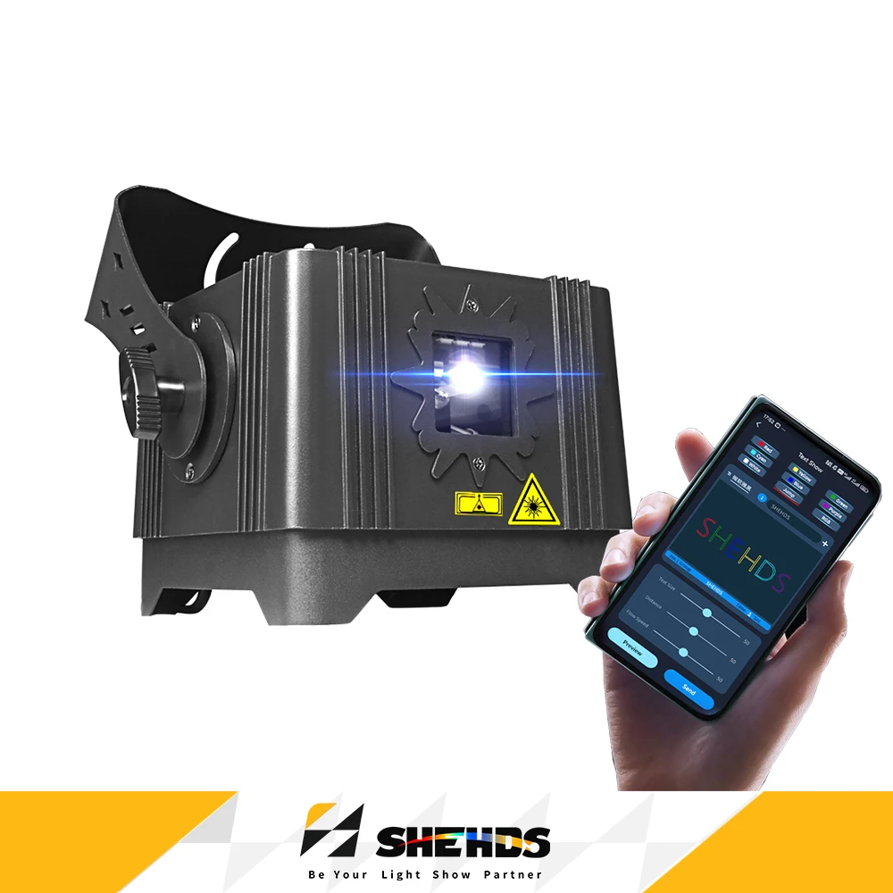 SHEHDS Wasserdichtes 3W Laser-Außenlicht mit 15KPPS TTL-Animation und APP-Steuerung für DJ, Disco, Party, Zirkus, Hochzeit, Kegel-Effekt, DMX