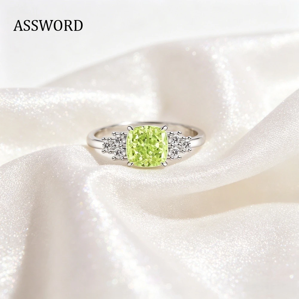 

925 Sterling Silver Multi Color Cushion Cut CZ Ring, Large Square Cubic Zirconia Wedding Ring Women Statement Jewelry