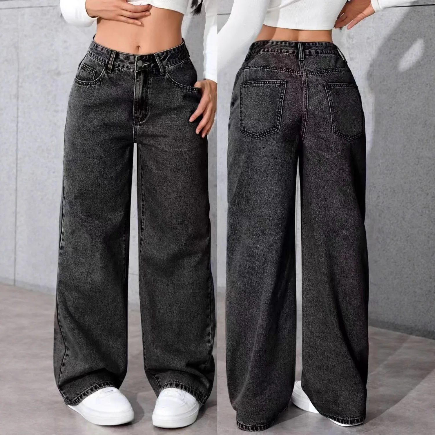 

Women's Wide-Leg Jeans High-Waist Plus-Size Jeans Straight-Leg Loose Casual Pants Summer Autumn Girls Wide Leg Pants Size:S-5XL