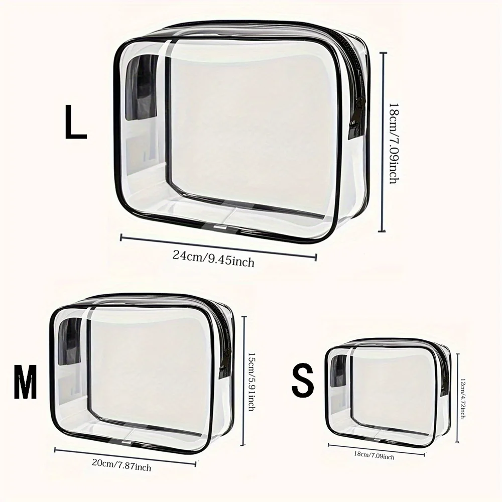 Clear cosmetic bag for travel.