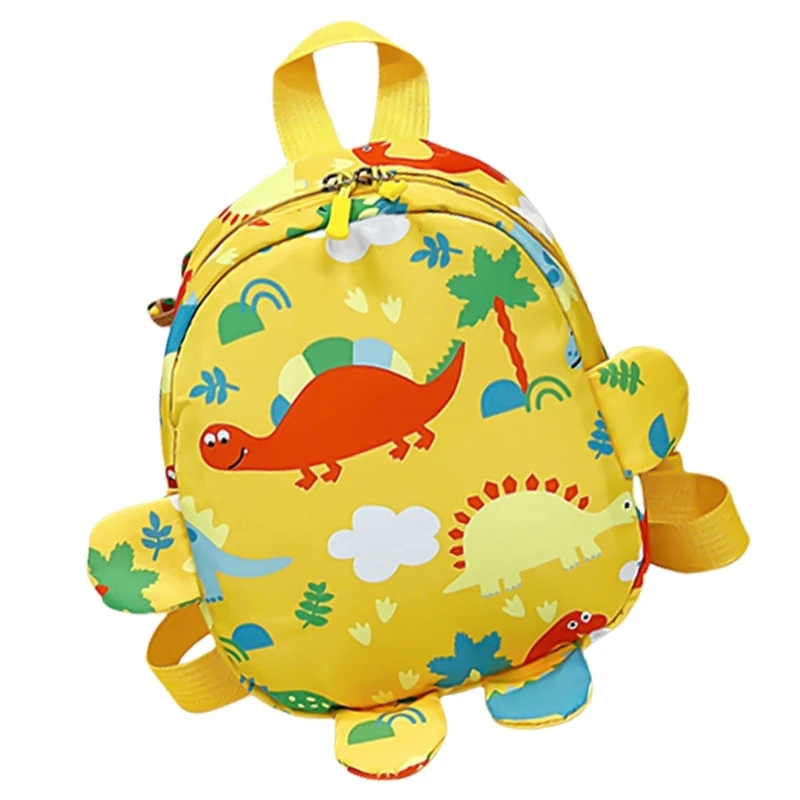 E74B Zaino per bambini con stampa dinosauro cartone animato con tasche organizzative per scuola materna o borsa per libri