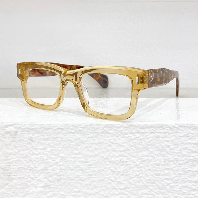 Estilo japonês feito à mão de alta qualidade vintage acetato óculos quadrados quadro para homens mulheres designer retro moda óculos